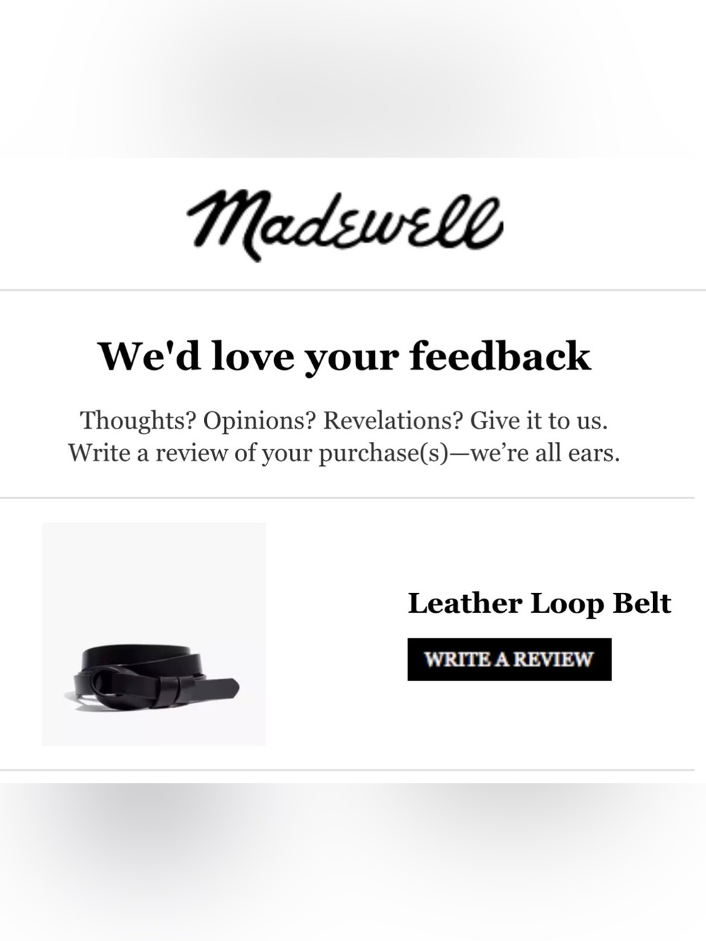Madewell Black Leather Belt